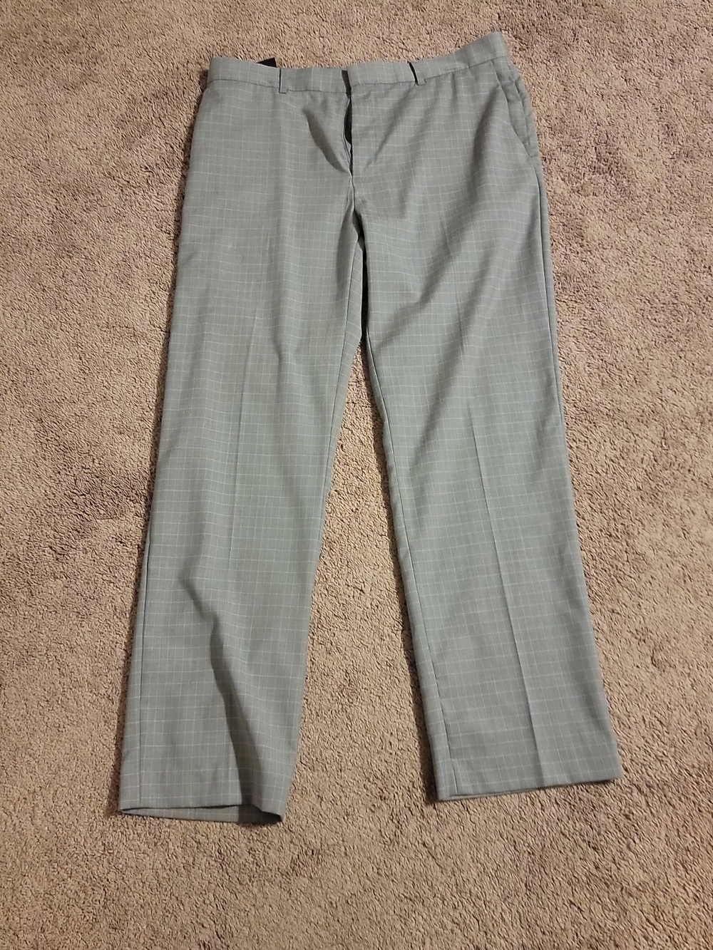 Axist Men's Gray Windowpane Dress Pants 36x32